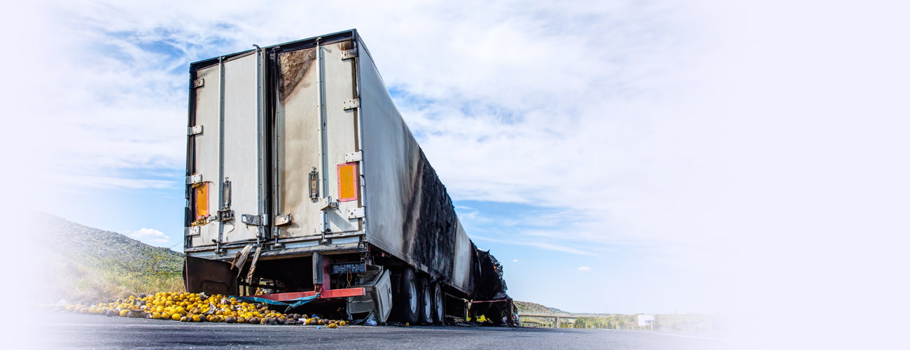 Truck burnt and abandoned along the road